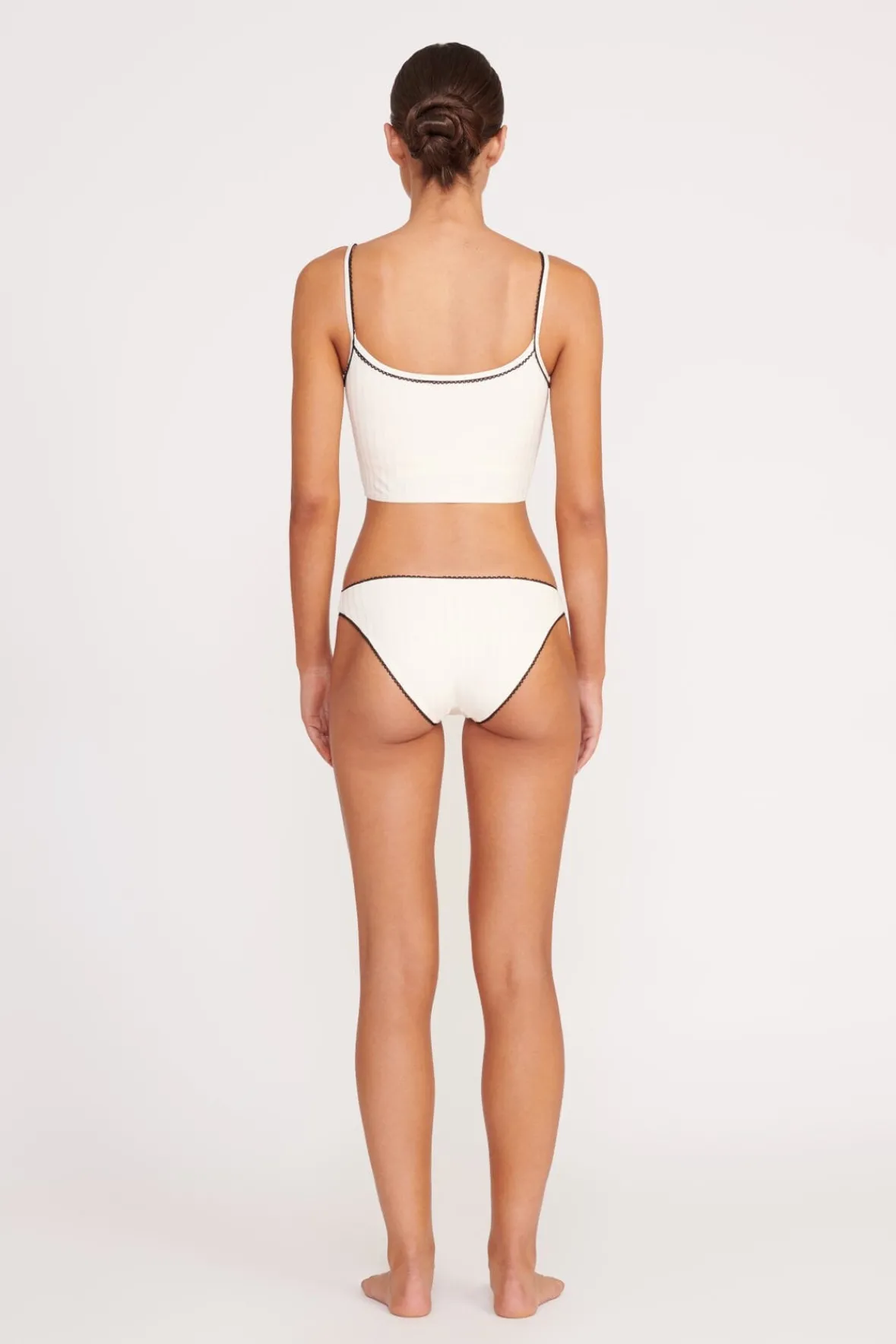STAUD Bikinis<ABBY SWIM TOP IVORY BLACK