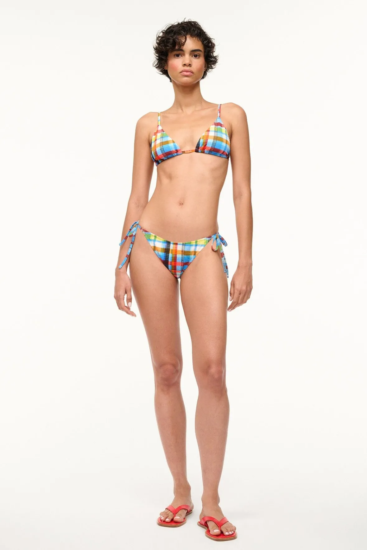 STAUD Bikinis<ALEXIS TRIANGLE TOP MADRAS PLAID