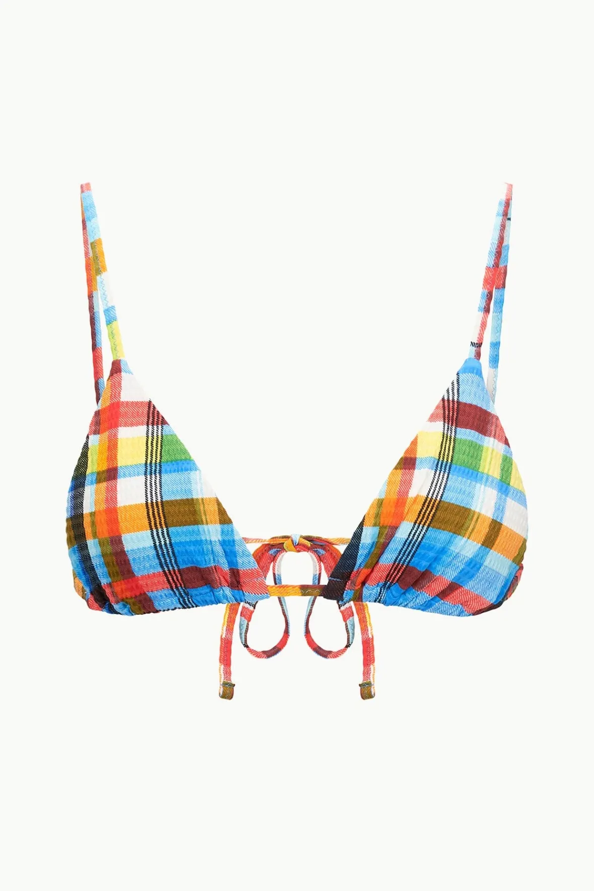 STAUD Bikinis<ALEXIS TRIANGLE TOP MADRAS PLAID