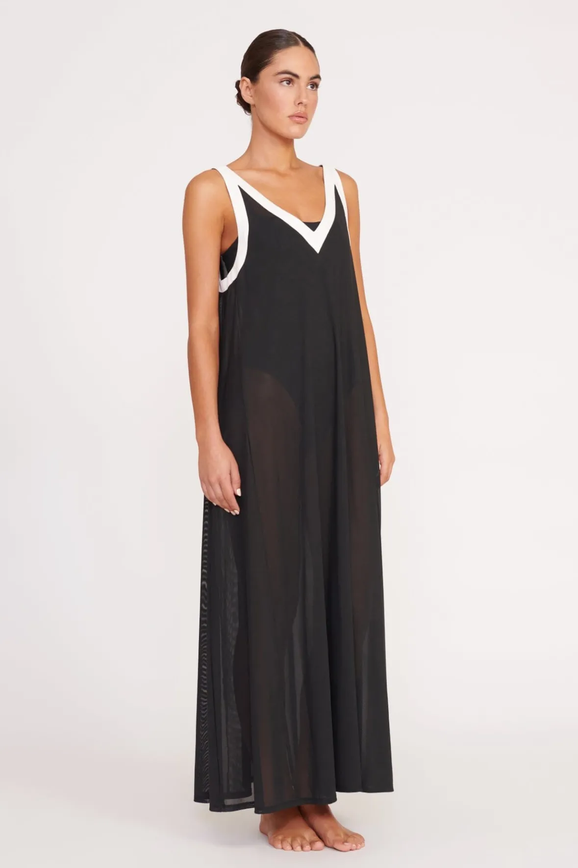 STAUD Cover-Ups<AVELINE COVERUP DRESS BLACK WHITE