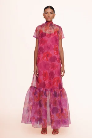 STAUD Best Sellers | Dresses<CALLUNA DRESS  MAGENTA PAINTED FLORAL