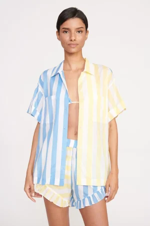 STAUD Cover-Ups<CHANNING TOP BUTTERCUP SEASHORE STRIPE