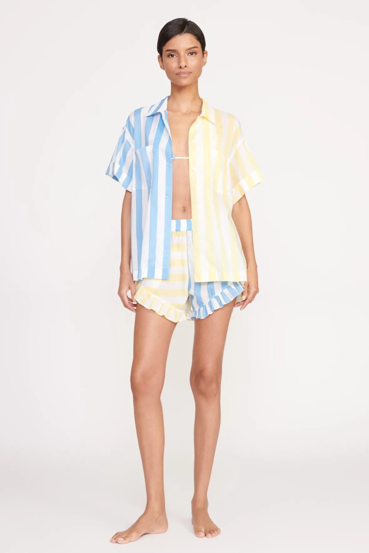 STAUD Cover-Ups<CHANNING TOP BUTTERCUP SEASHORE STRIPE