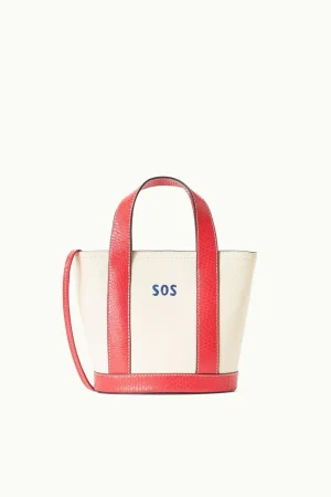 STAUD Pet Handbags | Custom Handbags<CUSTOM MONOGRAM ALLORA MINI TOTE  CREAM RED ROSE