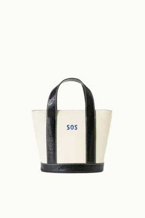 STAUD Pet Handbags | Custom Handbags<CUSTOM MONOGRAM ALLORA MINI TOTE  CREAM BLACK