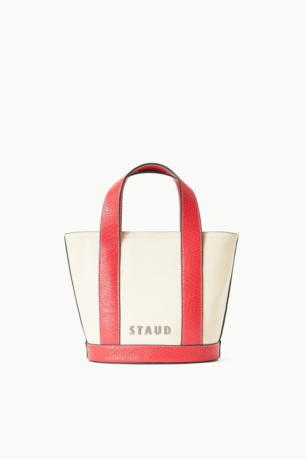 STAUD Pet Handbags | Custom Handbags<CUSTOM MONOGRAM ALLORA MINI TOTE CREAM RED ROSE