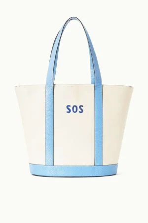 STAUD Totes | Pet Handbags<CUSTOM MONOGRAM ALLORA TOTE  CREAM BLUE