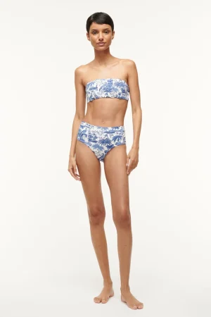 STAUD Bikinis<DEVON HIGH RISE BIKINI BOTTOM BLUE TOILE