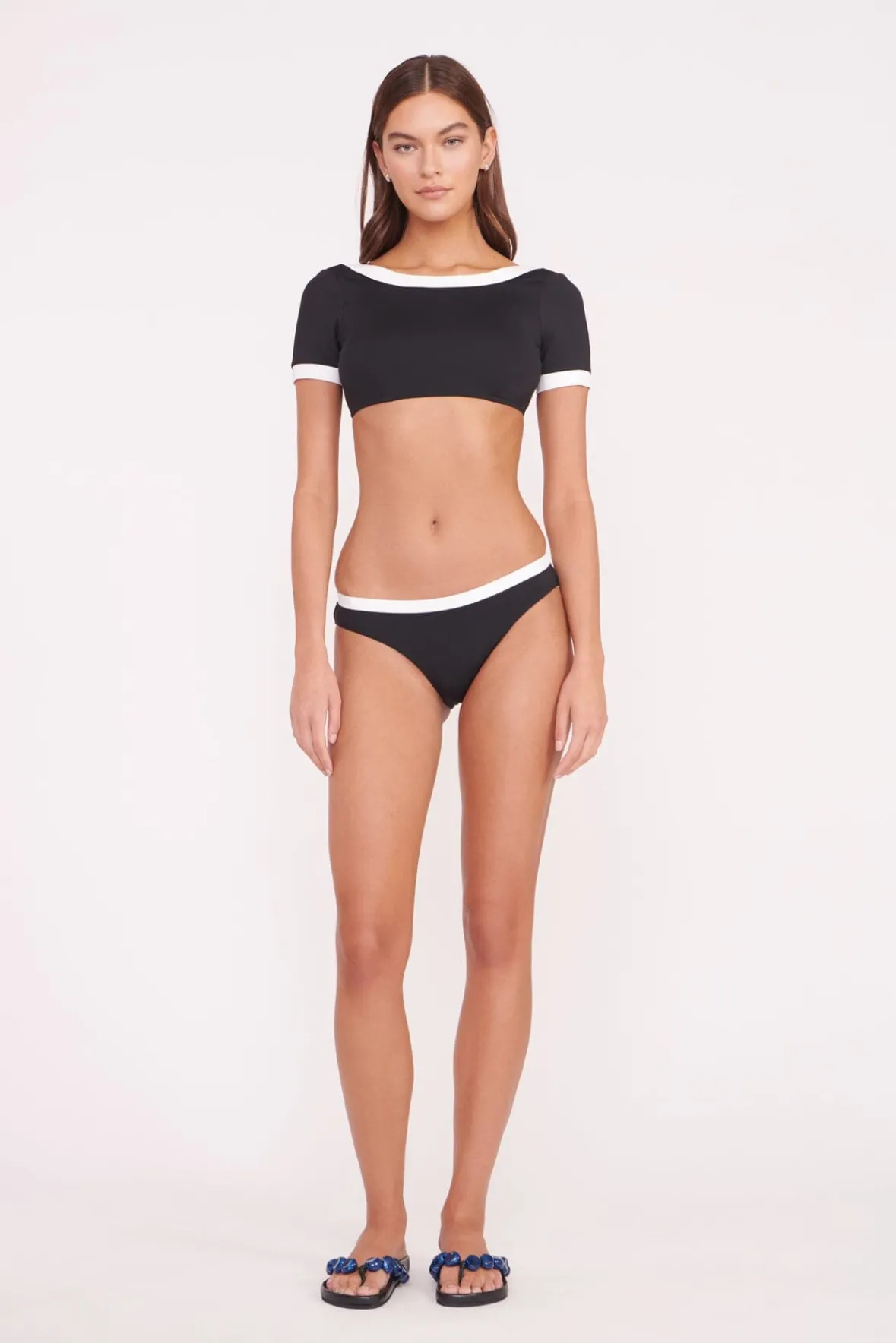 STAUD Bikinis<GEMMA BIKINI BOTTOM BLACK WHITE