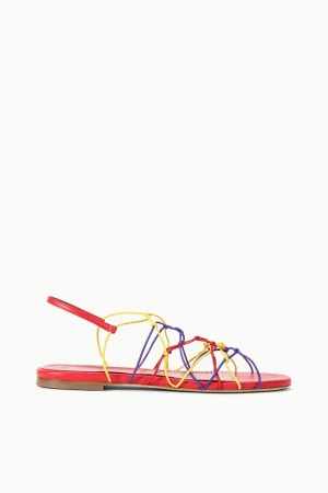STAUD Sandals<GIO KNOT SANDAL RED ROSE MULTI