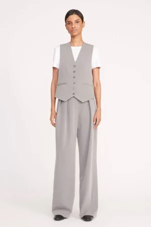 STAUD Essentials | Pants & Shorts<LUISA PANT HEATHER GREY SUITING