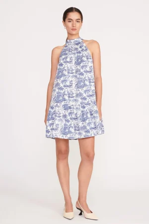 STAUD Dresses | Poplin Shop<MINI MARLOWE DRESS BLUE TOILE
