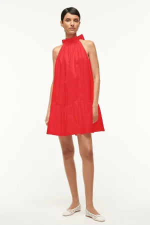 STAUD Poplin Shop | Dresses<MINI MARLOWE DRESS  RED ROSE