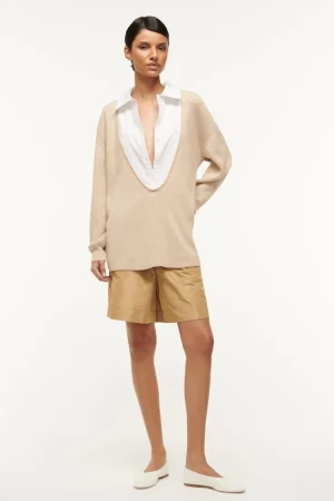 STAUD Spring Suiting | Knits<PIETRO SWEATER CAMEL WHITE