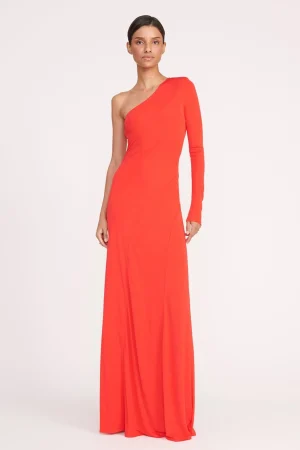 STAUD Dresses<SERENA DRESS  RED ROSE