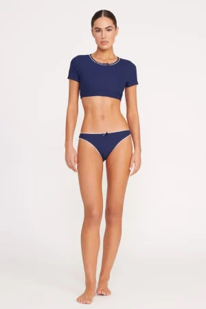 STAUD Bikinis<SOLEIL SWIM TOP NAVY WHITE